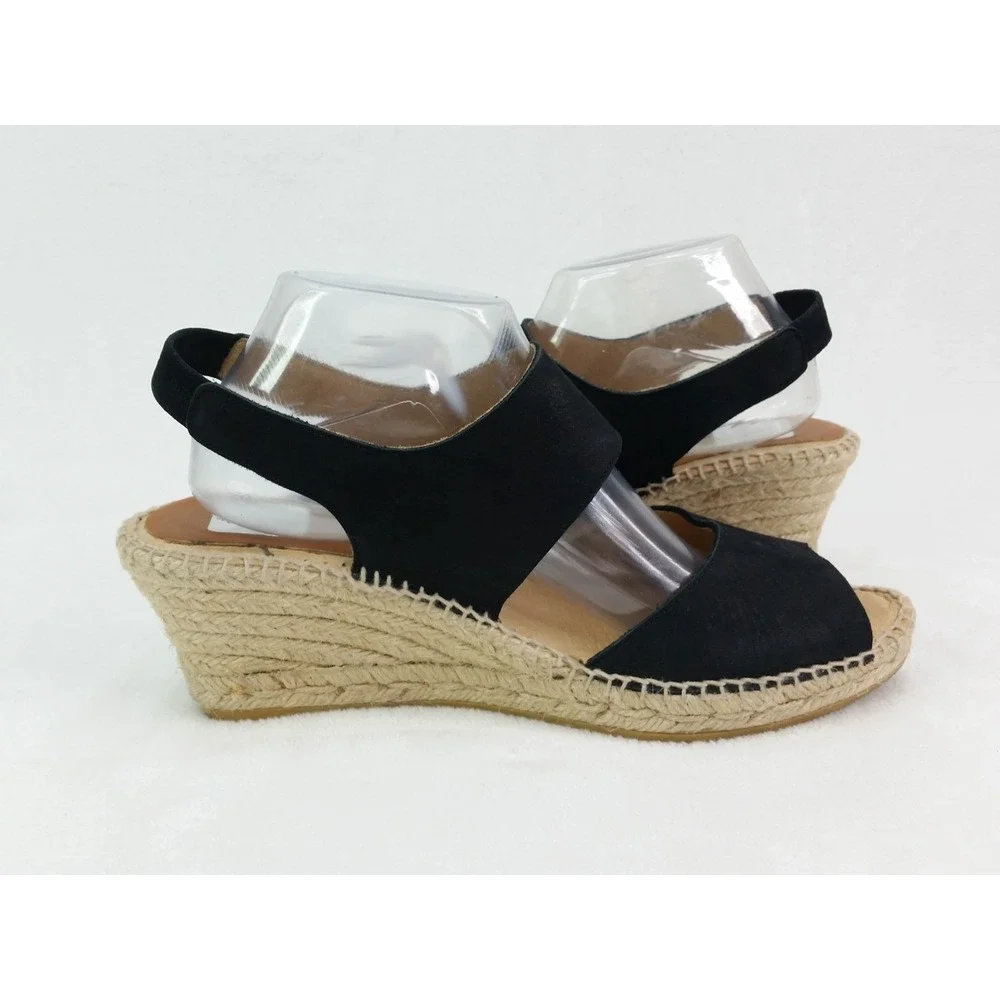 Women's Kanna Espadrilles Wedges Sandals Shoes Black Made In Spain Size 42 US 10